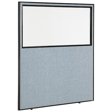 Global Industrial 60-1/4W x 72H Office Partition Panel with Partial Window, Blue 694665WBL